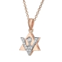 18K Gold Star of David and Dove of Peace Pendant With 13 Diamonds (Choice of Color) - 5