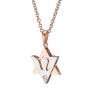 18K Gold Unisex Star of David & Dove of Peace Diamond Pendant (Choice of Color) - 6