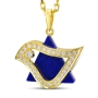 18K Gold Star of David & Dove of Peace Diamond Pendant with Lapis Stone - 4