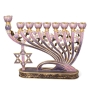 Modern Floral Hanukkah Menorah With Star of David (Purple) - 1