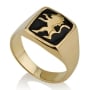 14K Gold and Black Enamel Lion of Judah Ring - 1