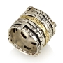 Silver and Gold Stacking Ana Bekoach Rugged Spinning Ring with Diamonds - 1
