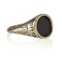 Sterling Silver Goshen Ani Ledodi Ring with Gold-Edged Onyx Stone (Five Metals) - Song of Songs 6:3 - 4