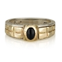 Sterling Silver and Gold Yemin Moshe Western Wall Ring with Onyx - 3