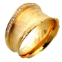 18K Yellow Gold Asymmetrical Ring with Diamond Border - 1