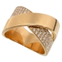 18K Yellow Gold Twist Diamond Rows Ring - 1