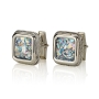 Sterling Silver and Roman Glass Square Cufflinks - 1
