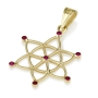 14K Gold Star of David Pendant with Ruby Points - 1