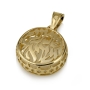 14K Gold Shema Yisrael Wheel Pendant with Stars of David Border - Deuteronomy 6:4 - 1