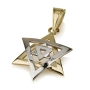 14K Yellow and White Gold Double Domed Star of David Pendant Necklace - 4