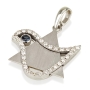 18K White Gold Star of David Pendant with Diamond Dove and Sapphire - 1