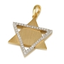 18K Gold Star of David Pendant with Diamond Outline Triangle - 1