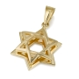 14K Yellow Gold Large Double Star of David Pendant with Domed Top - 1