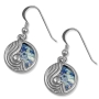 925 Sterling Silver Sea Wave Circle Earrings with Roman Glass - 1