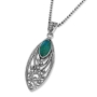 Sterling Silver Eye Shape Necklace with Eilat Stone - 1