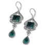 Eilat Stone and Sterling Silver Teardrops Hanging Earrings - 1
