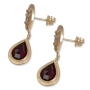 14K Gold Red and Lavender Garnet Stone Earrings - 2