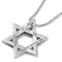 18K White Gold Double Sided Star of David Pendant - 2