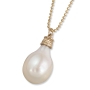 14K Gold and White Pearl Lightbulb Necklace - 1