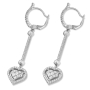 18K White Gold and Diamond Heart Earrings - 1