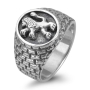 Sterling Silver Lion of Judah Ring with Western Wall Bricks - 1