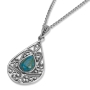 Sterling Silver Filigree Teardop Necklace with Eilat Stone Teardrop - 1