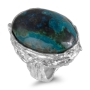 Sterling Silver Ring with Large Eilat Stone in Textured Setting - 2