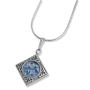 925 Sterling Silver Square Roman Glass Necklace with Filigree Surround - 1