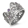 925 Sterling Silver Waves Ring with Amethyst and Lavender Stones - 1