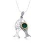 Eilat Stone, Silver and Gold Fish Necklace - 1