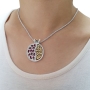 Sterling Silver Pomegranate Necklace with 9K Gold Eshet Chail and Garnet Stones - Proverbs 31:10 - 3