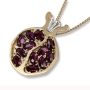 14K Gold Pomegranate Pendant with Garnets and White Gold Detail - 2