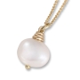 14K Gold White Pearl Pendant - 1