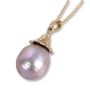 14K Gold Natural Purple Pearl Pendant - 1