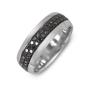 14K White Gold Ring with Double Black Diamond Band - 1