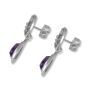 14K White Gold Filigree Teardrop Earrings with Amethysts and Lavender Stones - 2