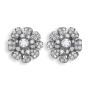 14K White Gold and Diamond Flower Earrings - 1