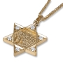 18K Gold Star of David Pendant with Jerusalem Relief and Diamonds - 3