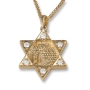 18K Gold Star of David Pendant with Jerusalem Relief and Diamonds - 2