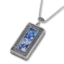 Sterling Silver and Roman Glass Rectangle Necklace - 1