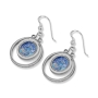 Sterling Silver Double Circle Roman Glass Earrings - 1