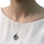 Rafael Jewelry Eilat Stone in Silver Hamsa Frame Necklace - Black Border - 2