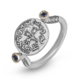 Sterling Silver Ancient Coin Replica Ring with Sapphires - 1