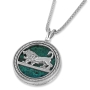 Sterling Silver Round Eilat Stone Lion of Judah Necklace - 1