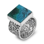 Sterling Silver Filigree Ring with Eilat Stone Square - 1