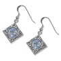 Rafael Jewelry Sterling Silver Square Earrings with Roman Glass and Filigree Surround - 1
