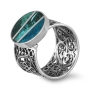 Sterling Silver Filigree Ring with Round Split Circle Eilat Stone - 1