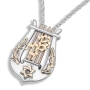 Rafael Jewelry Men's Harp and Star of David Sterling Silver and 9K Gold Necklace - 1