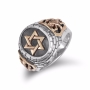 Rafael Jewelry Star of David and Lion of Judah 925 Sterling Silver and 9K Gold Ring - 2