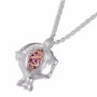Rafael Jewelry 925 Sterling Silver Pomegranate Necklace with 9K Gold and Ruby Gemstones - 1
